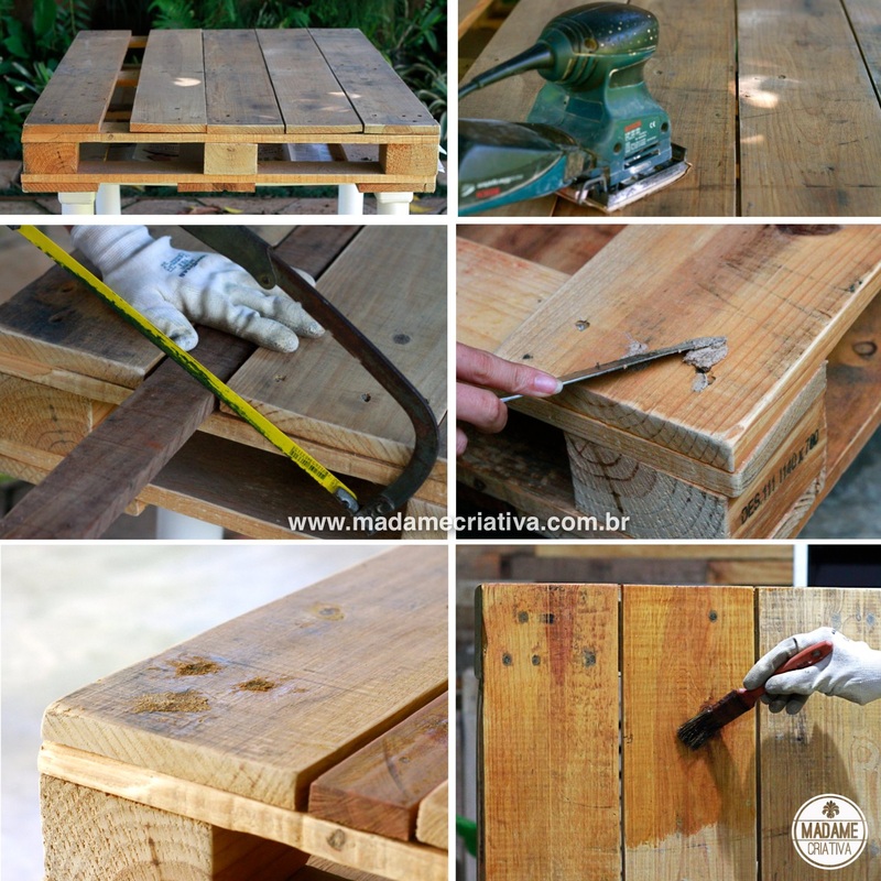 Como fazer mesa de pallet-  Passo a passo com fotos - How to built a pallet table - DIY tutorial  - Madame Criativa - www.madamecriativa.com.br
