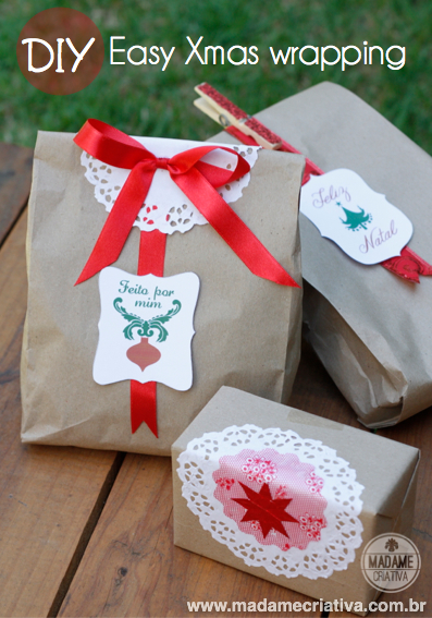 Christmas wrap idea - Pacotes de presentes para o Natal fácil