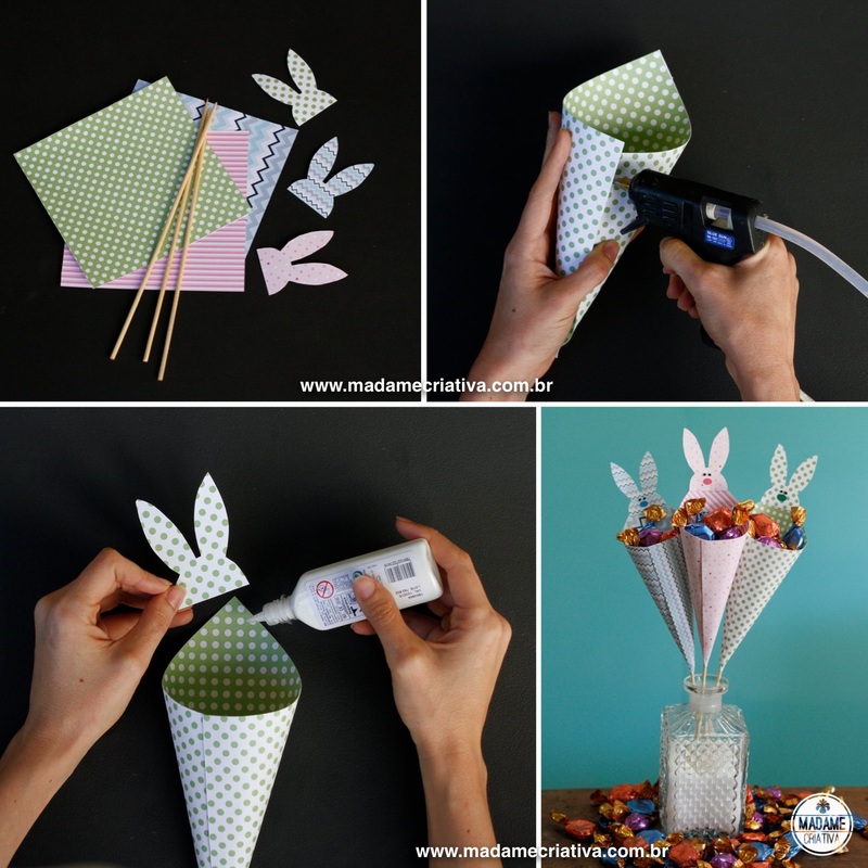 montando os cones- Passo a passo com fotos - How to make cones to fill it up with chocolate candy- DIY tutorial  - Madame Criativa - www.madamecriativa.com.br