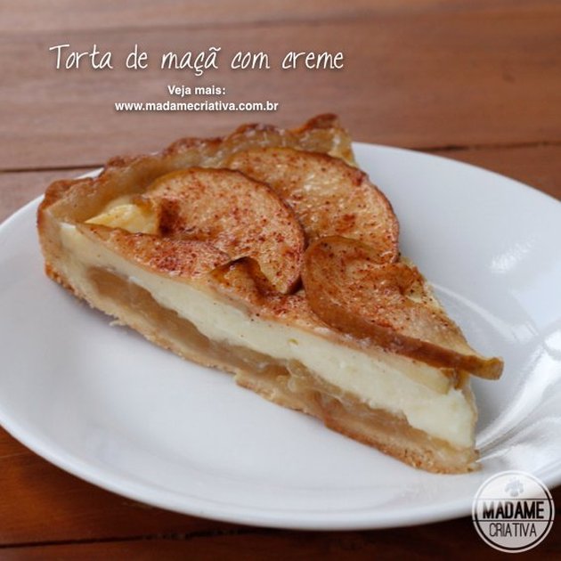 Receita torta de maçã com creme -  Dicas de como fazer - Passo a passo com fotos - Tutorial with pictures - apple pie with cream - DIY  - Madame Criativa - www.madamecriativa.com.br