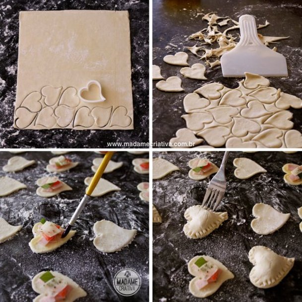 Montando coração folhado sabor pizza- Passo a passo com fotos - How to bake pastry pizza flavored- DIY tutorial  - Madame Criativa - www.madamecriativa.com.br