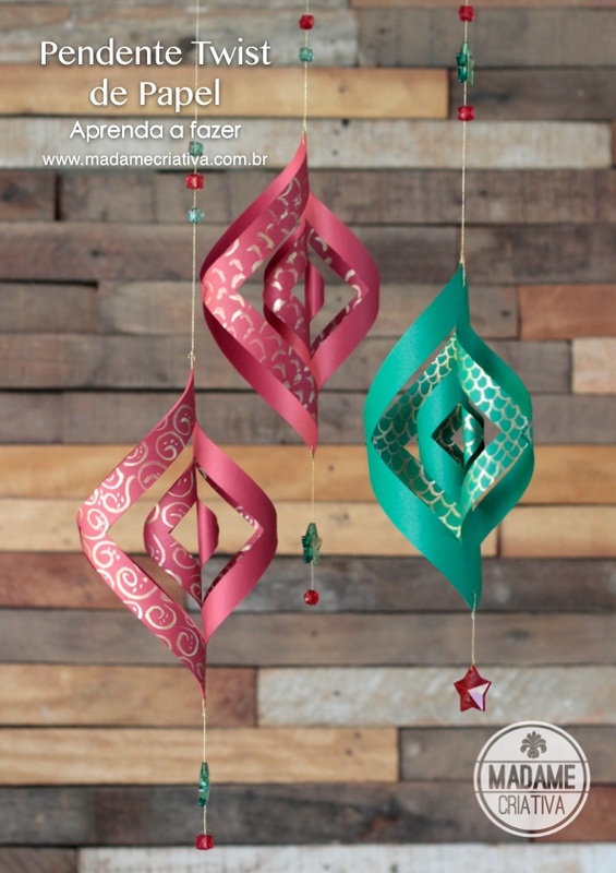 Como fazer pendente de natal twist -  Passo a passo com fotos - How make a twist pendant- DIY tutorial  - Madame Criativa - www.madamecriativa.com.br
