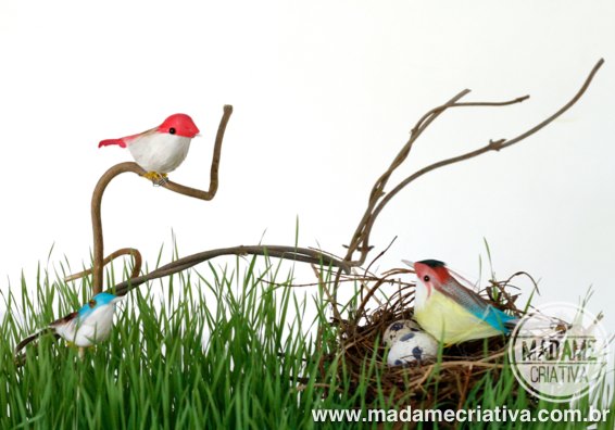 Como fazer jardim de passaros com gramado de trigo - Dicas e passo a passo com fotos - DIY birds yard - Tutorial - How to - Madame Criativa - www.madamecriativa.com.br