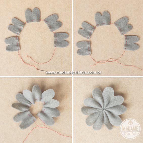 Como fazer flores de Feltro - Dicas e passo a passo com fotos - DIY - Tutorial - How to make felt flowers - Madame Criativa - www.madamecriativa.com.br