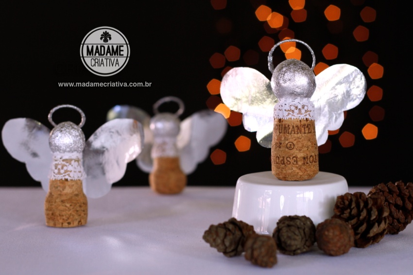 Como fazer Um anjinho com rolha -  Passo a passo com fotos - How to an Angel using cork - DIY tutorial  - Madame Criativa - www.madamecriativa.com.br