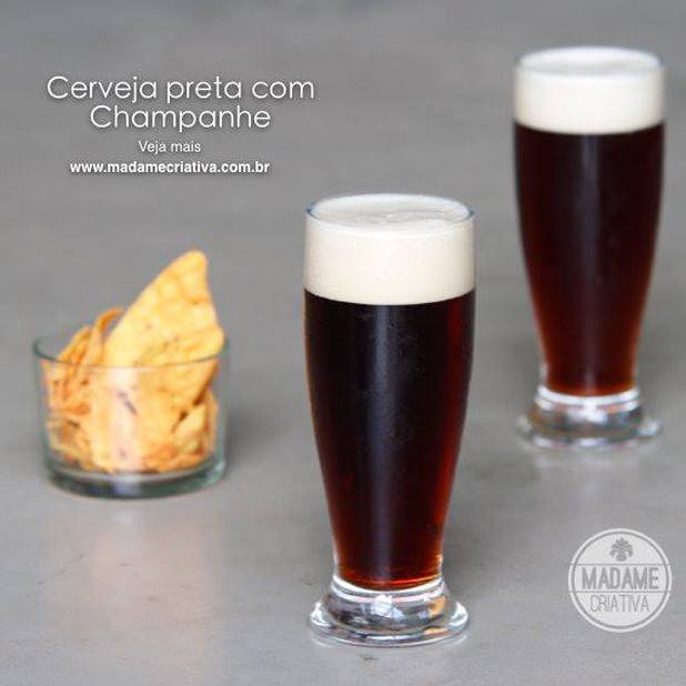 Como fazer drinque de cerveja preta com Champanhe -  Passo a passo com fotos - How to make drinks with dark beer - DIY tutorial  - Madame Criativa - www.madamecriativa.com.br