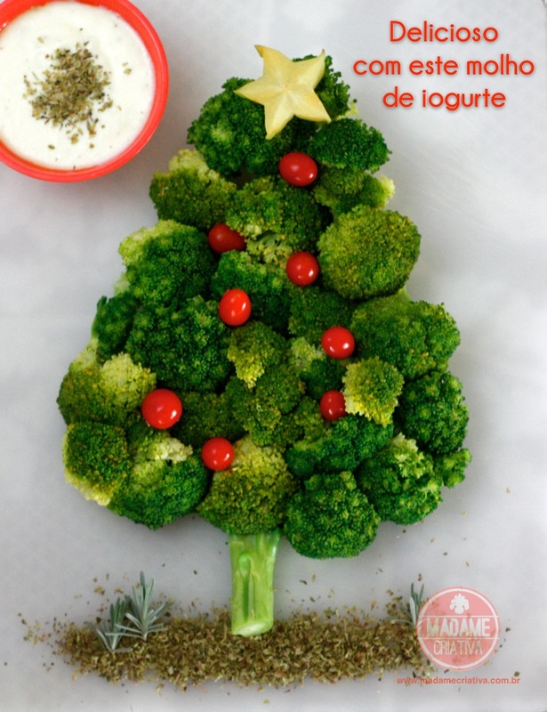 Receita árvore de natal de brócolis - Dicas de como fazer -How to make a broccoli christmas tree Recipe - DIY - Madame Criativa - www.madamecriativa.com.br