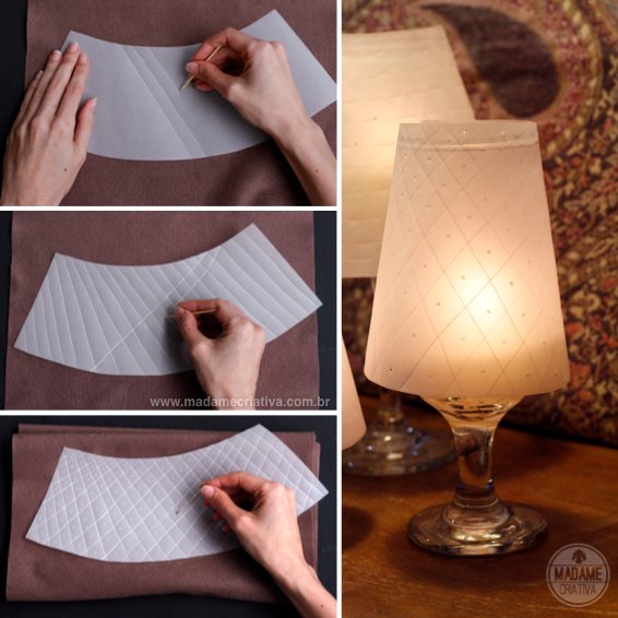 Como fazer Abajur de taças -  Passo a passo com fotos - How to make a lamp- DIY tutorial  - Madame Criativa - www.madamecriativa.com.br