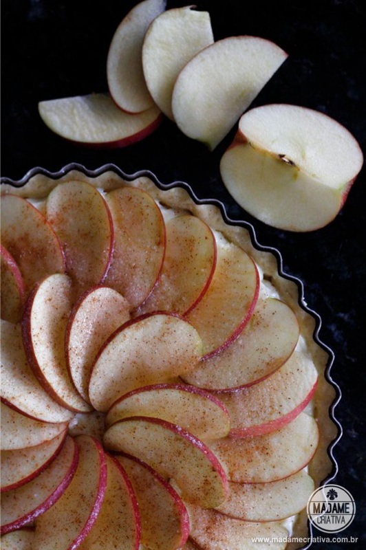 Receita torta de maçã com creme -  Dicas de como fazer - Passo a passo com fotos - Tutorial with pictures - apple pie with cream - DIY  - Madame Criativa - www.madamecriativa.com.br
