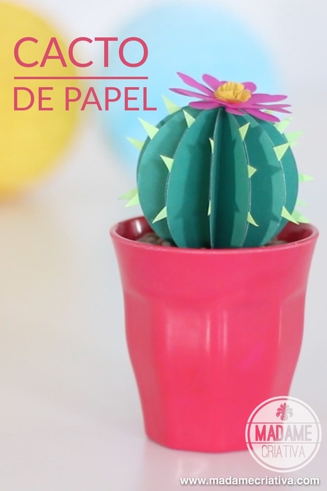 Como fazer Cacto de papel - DIY paper cactus