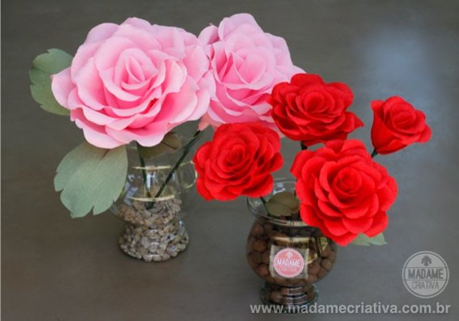 Como fazer Rosas Gigantes de Papel crepom - Dicas e passo a passo com fotos - DIY Paper Crepe Paper Roses - Tutorial - How to - Madame Criativa - www.madamecriativa.com.br